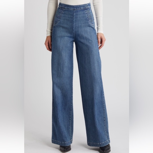 Style & co Wide Leg Jeans Women’s 8 Y2K 90s High Waisted Medium Blue Wash sailor - Picture 1 of 13